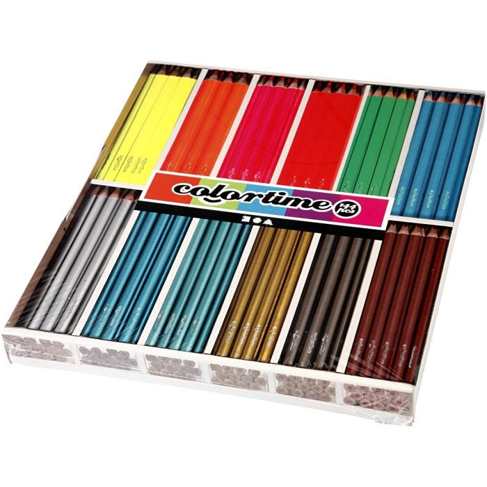 Crayons de Couleur Colortime, L : 17,45 cm, mine 4 mm, 144 pièces/ 1 Pq.