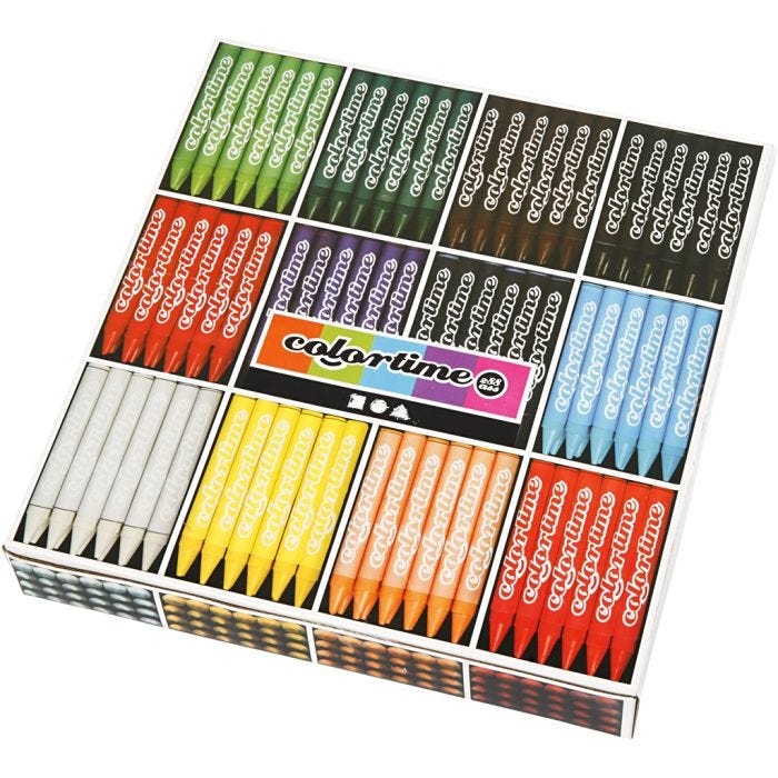 Crayon de Cire Colortime, L : 10 cm, ép. 11 mm, ass. de couleurs, 12x24 pièces/ 1 Pq.