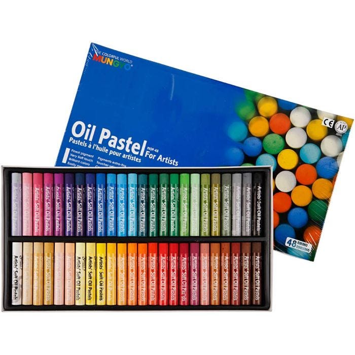 Pastels à l'huile Mungyo, L : 7 cm, ép. 11 mm, ass. de couleurs, 48 pièces/ 1 Pq.