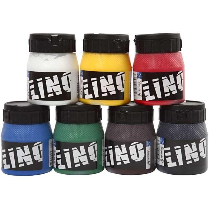 Encre pour Linogravure, ass. de couleurs, 7x250 ml/ 1 Pq.
