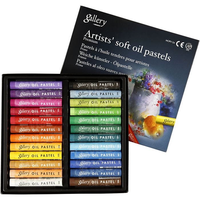 Pastels à l'huile Gallery Premium, L : 7 cm, ép. 10 mm, ass. de couleurs, 24 pièces/ 1 Pq.