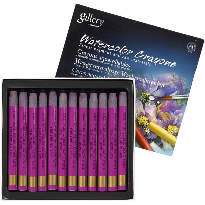 Pastels à la cire aquarellables, L : 9,3 cm, ép. 8 mm, cris crimson lake (314), 12 pièces/ 1 Pq.
