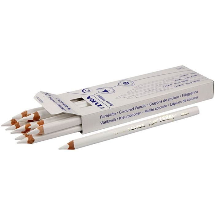 Crayons de couleur Lyra Super Ferby 1, L : 18 cm, mine 6,25 mm, blanc, 12 pièces/ 1 Pq.