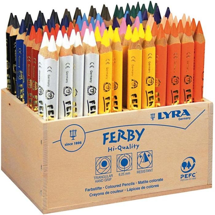 Crayons de Couleur Lyra Super Ferby 1, L : 12 cm, mine 6,25 mm, ass. de couleurs, 96 pièces/ 1 Pq.