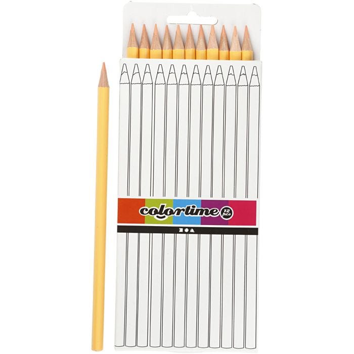 Crayons de Couleur Colortime, L : 17 cm, mine 3 mm, beige clair, 12 pièces/ 1 Pq.