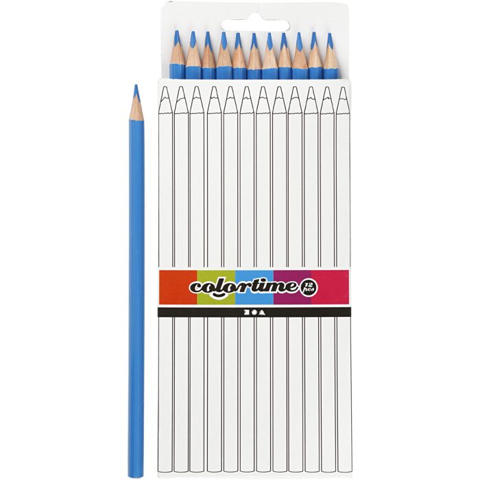 Crayons de Couleur Colortime, L : 17 cm, mine 3 mm, bleu clair, 12 pièces/ 1 Pq.