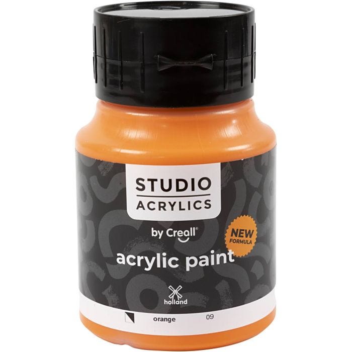 Peinture Acrylique Creall Studio, semi opaque, orange (09), 500 ml/ 1 flacon