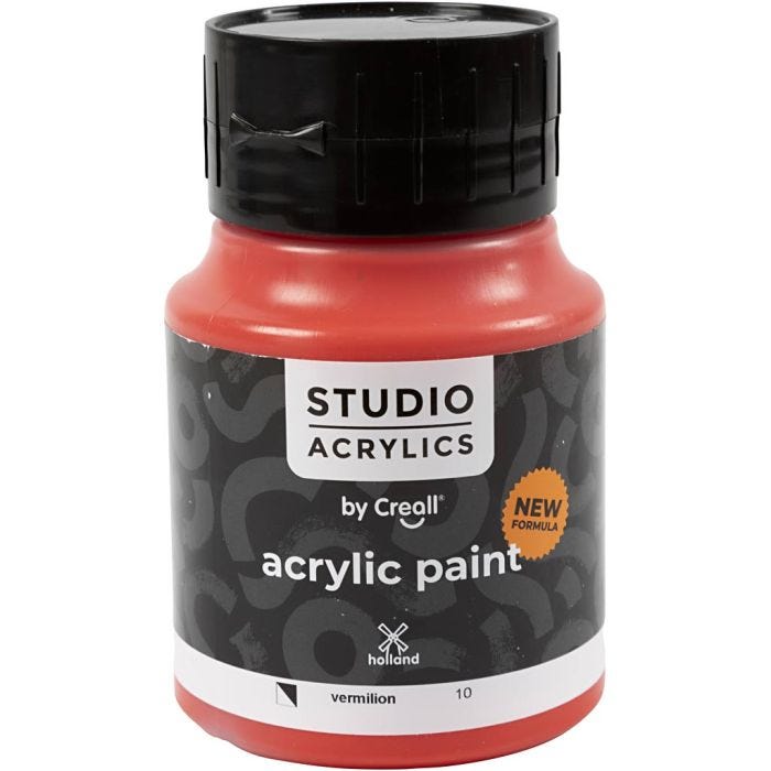 Peinture Acrylique Creall Studio, semi opaque, vermillion (10), 500 ml/ 1 flacon