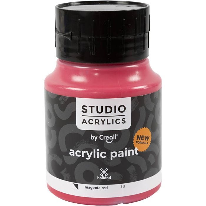 Peinture Acrylique Creall Studio, semi opaque, magenta red (13), 500 ml/ 1 flacon