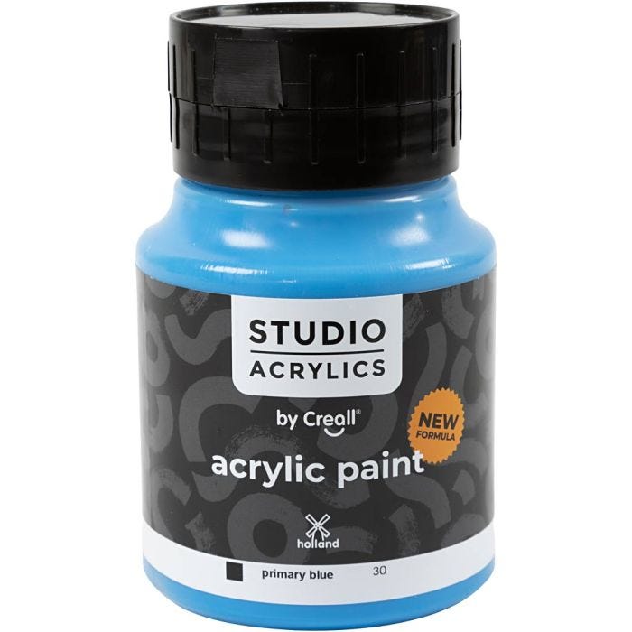 Peinture Acrylique Creall Studio, opaque, primary blue (30), 500 ml/ 1 flacon
