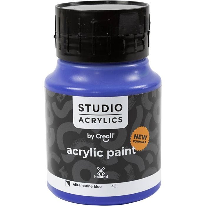 Peinture Acrylique Creall Studio, semi opaque, ultramarine blue (42), 500 ml/ 1 flacon