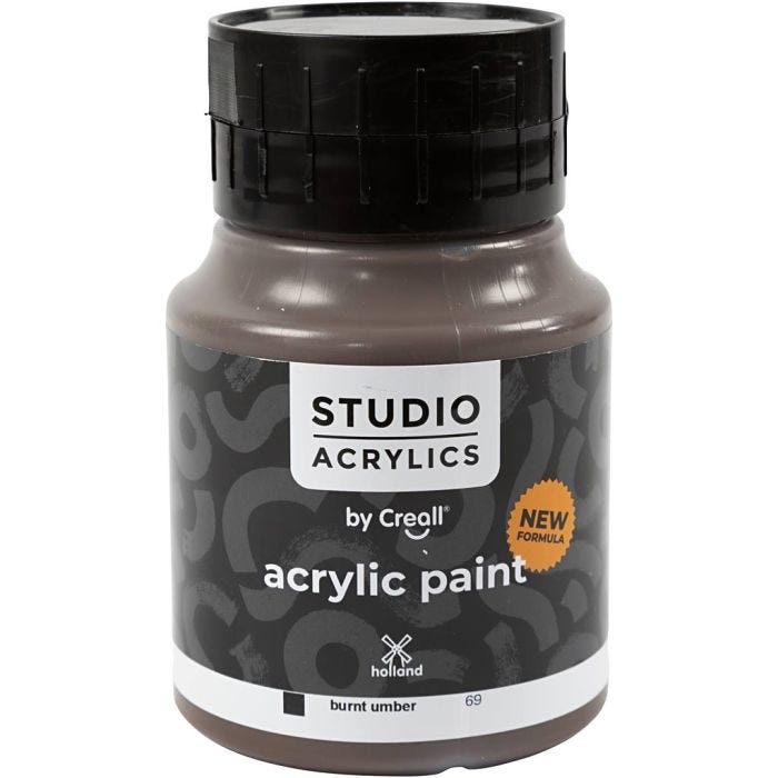 Peinture Acrylique Creall Studio, opaque, burnt umber (69), 500 ml/ 1 flacon