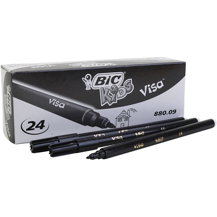 BIC Feutre Fin Visa, trait 0,7 mm, noir, 24 pièces/ 1 Pq.