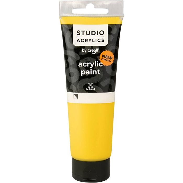 Peinture Acrylique Creall Studio, semi opaque, primary yellow (06), 120 ml/ 1 flacon