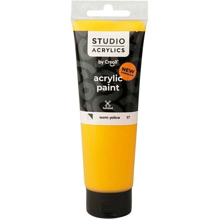 Peinture Acrylique Creall Studio, semi opaque, warm yellow (07), 120 ml/ 1 flacon