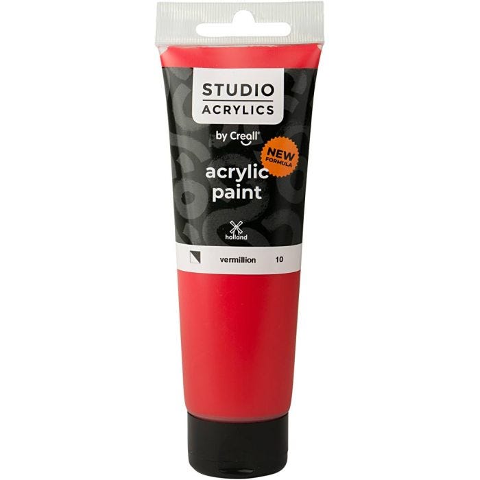 Peinture Acrylique Creall Studio, semi opaque, vermillion (10), 120 ml/ 1 flacon