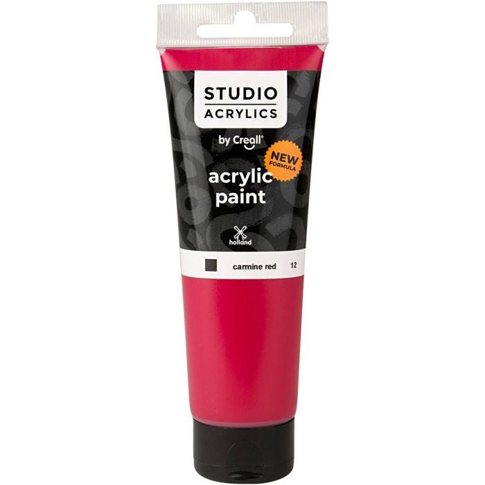 Peinture Acrylique Creall Studio, opaque, carmine red (12), 120 ml/ 1 flacon