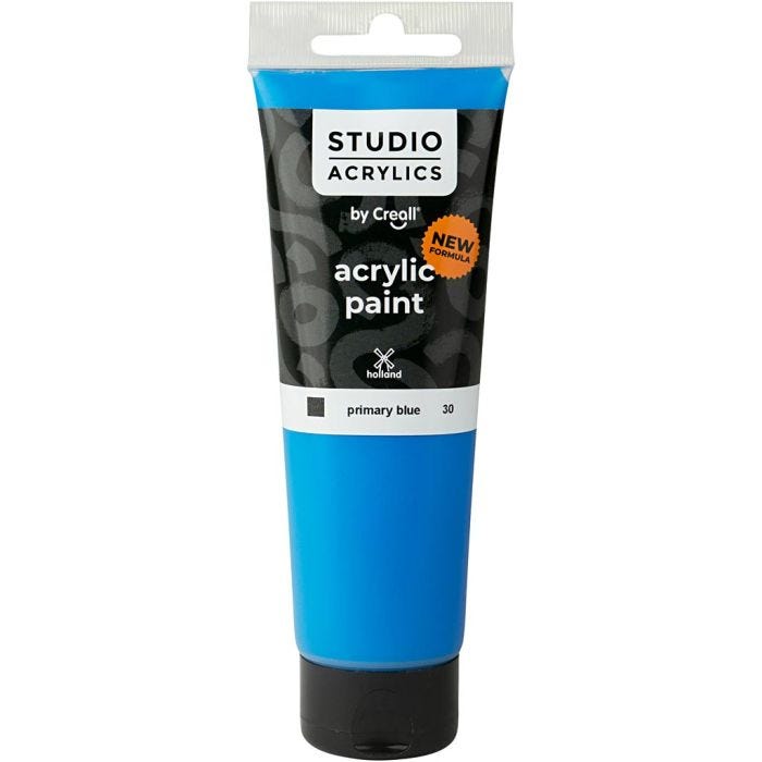 Peinture Acrylique Creall Studio, opaque, primary blue (30), 120 ml/ 1 flacon