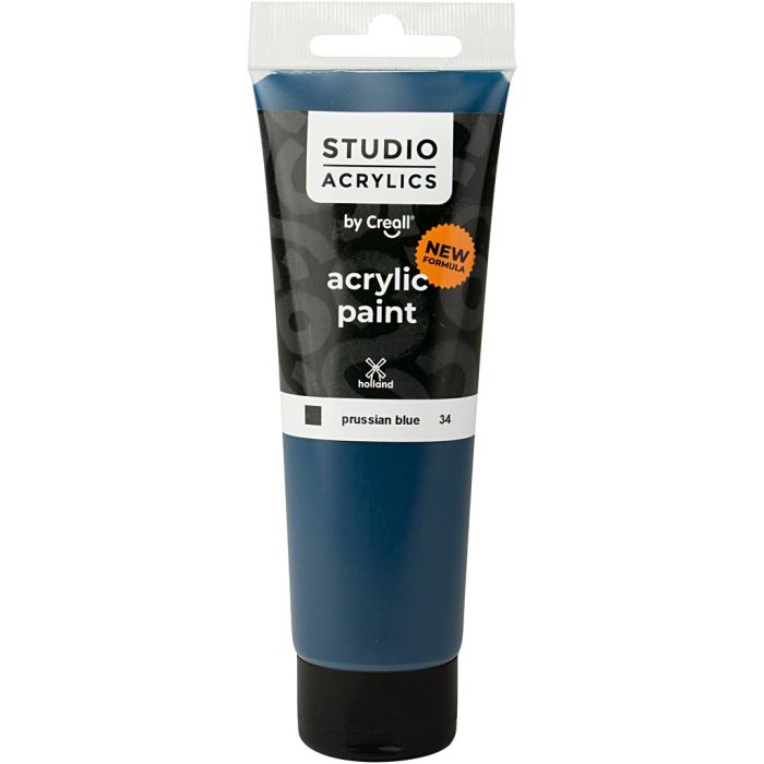 Peinture Acrylique Creall Studio, opaque, prussian blue (34), 120 ml/ 1 flacon
