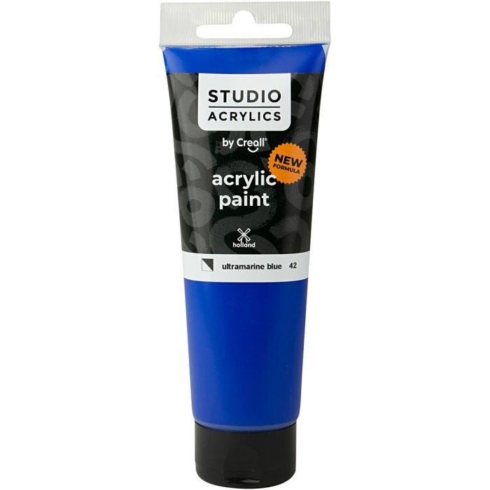 Peinture Acrylique Creall Studio, semi opaque, ultramarine blue (42), 120 ml/ 1 flacon