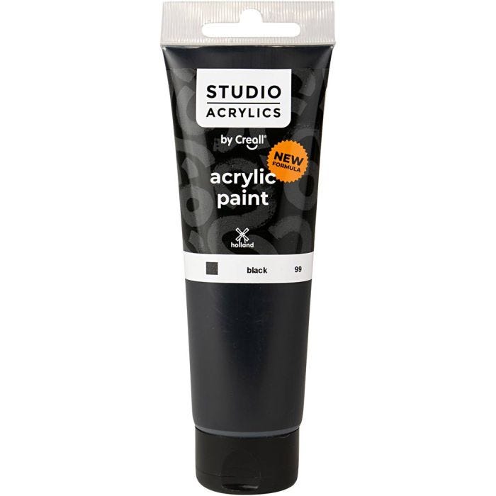 Peinture Acrylique Creall Studio, opaque, black (99), 120 ml/ 1 flacon