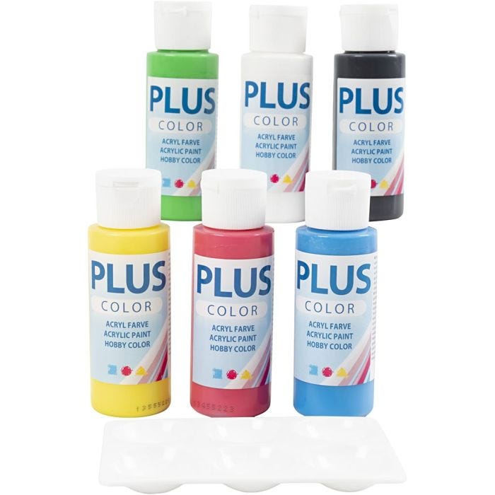 Peinture Acrylique Plus Color, couleur primaire, 6x60ml/ 1 Pq.