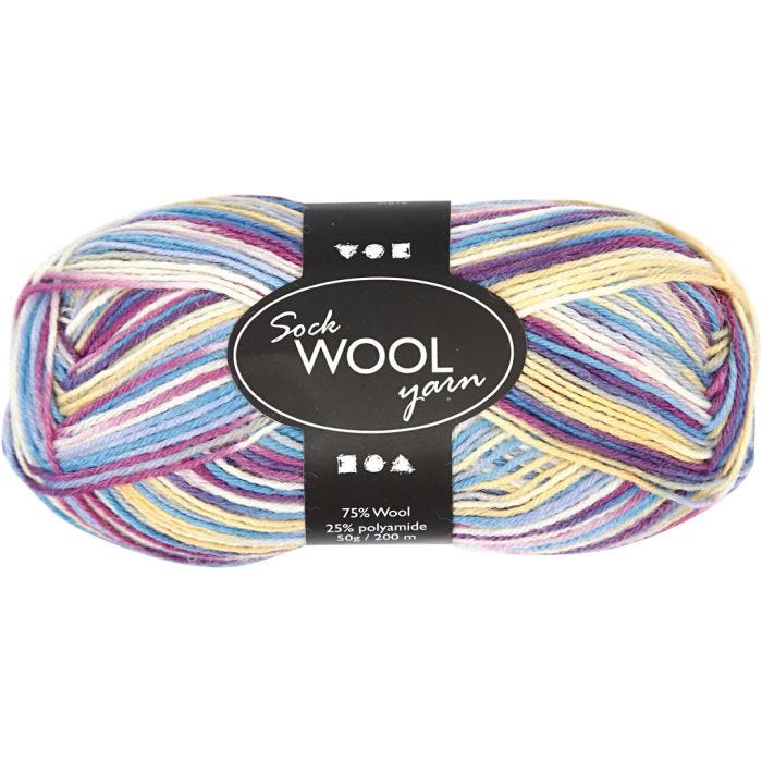 Pelote de Laine pour Chaussettes, L : 200 M, harmonie violet/rose, 50 gr/ 1 boule