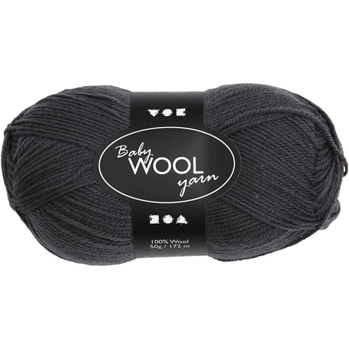 Laine pour Bébé, L : 172 M, gris foncé, 50 gr/ 1 boule