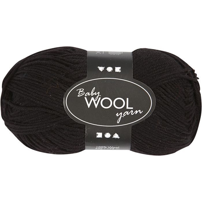 Laine pour Bébé, L : 172 M, noir, 50 gr/ 1 boule