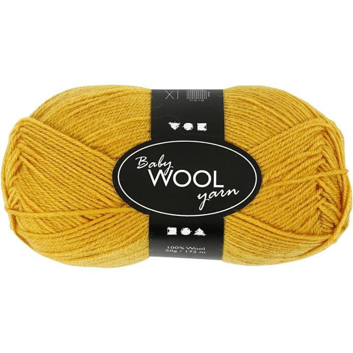 Laine pour Bébé, L : 172 M, jaune foncé, 50 gr/ 1 boule