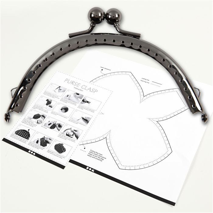 Kit fermoir petit sac, 10 cm, argent antique, 1 pièce