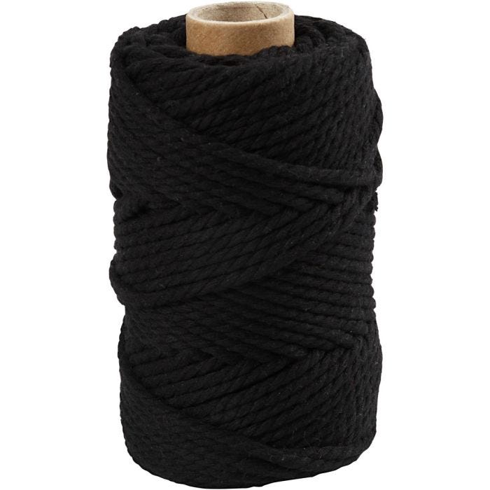 Cordon pour macramé, L : 55 M, d 4 mm, noir, 330 gr/ 1 rouleau