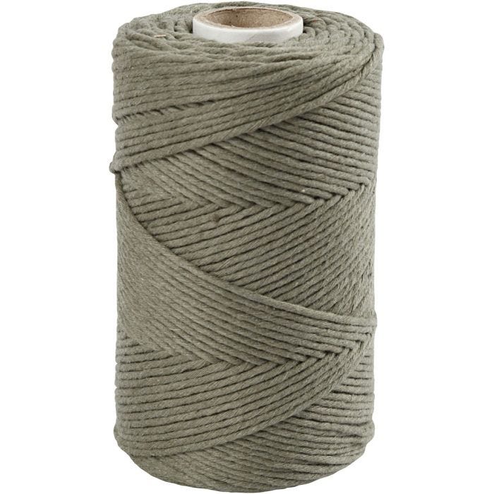 Cordon pour Macramé, L : 198 M, d 2 mm, vert mousse, 330 gr/ 1 rouleau