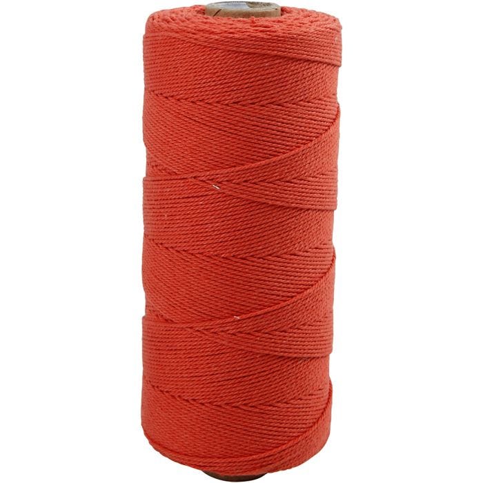 Cordon pour macramé, L : 315 M, ép. 1 mm, Qualité fine 12/12, orange, 220 gr/ 1 boule