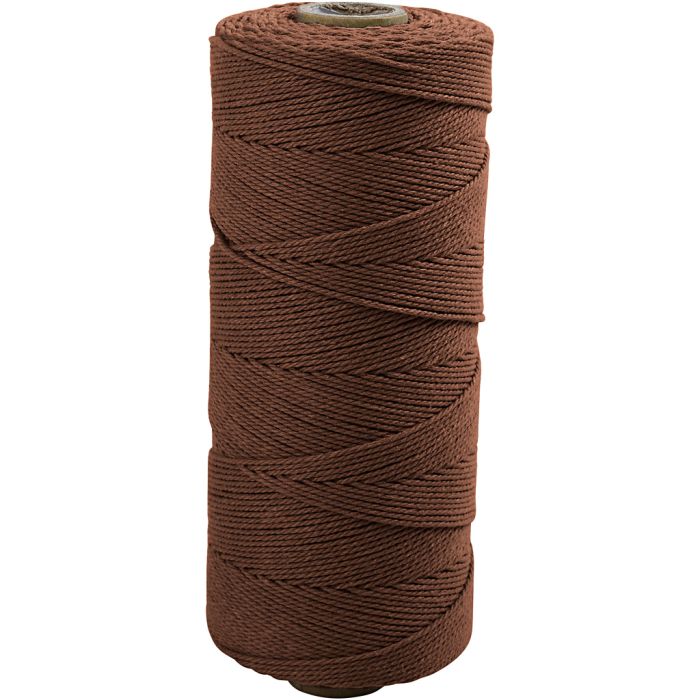 Cordon pour macramé, L : 315 M, ép. 1 mm, Qualité fine 12/12, brun, 220 gr/ 1 boule