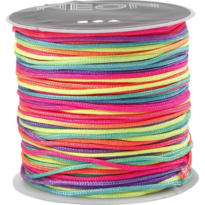 Cordon pour macramé, ép. 1 mm, couleurs néons, 28 m/ 1 rouleau
