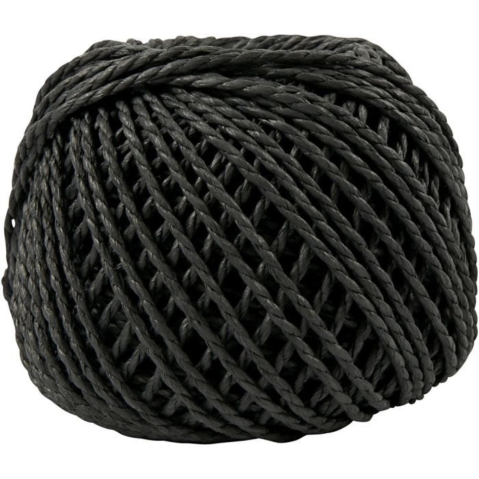 Ficelle de Papier, ép. 2,5-3 mm, noir, 150 gr, 40 m/ 1 boule