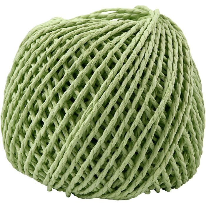 Ficelle de Papier, ép. 2,5-3 mm, vert clair, 150 gr, 40 m/ 1 boule