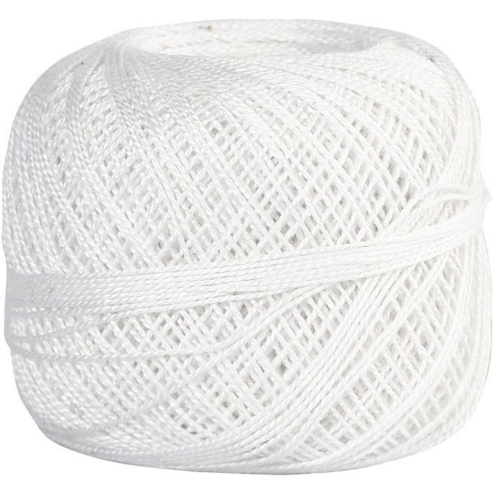 Pelote de Fil de Coton Mercerisé, blanc, 20gr/ 1 boule