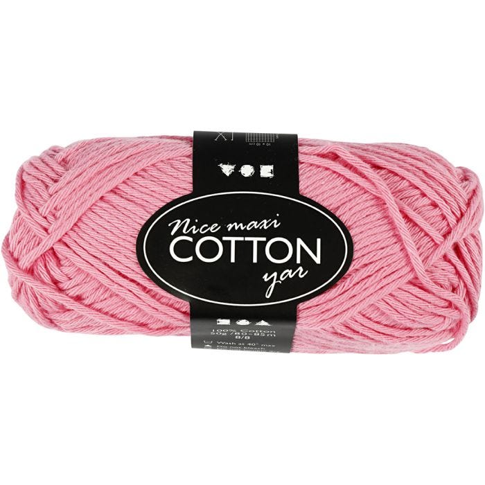 Pelote de fil de coton, 8/8, L : 80-85 M, dim. maxi, rose clair, 50 gr/ 1 boule