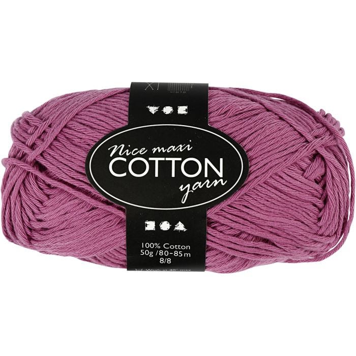 Pelote de fil de coton, 8/8, L : 80-85 M, dim. maxi, violet, 50gr/ 1 boule