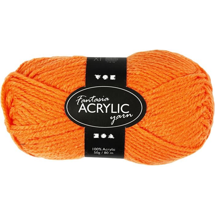 Pelote de laine acrylique Fantasia, L : 80 M, orange néon, 50 gr/ 1 boule