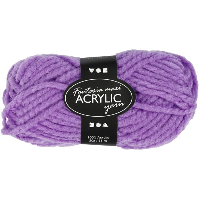 Pelote de Laine Acrylique Fantasia, L : 35 M, Maxi, violet, 50 gr/ 1 boule