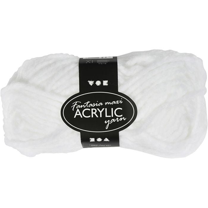 Pelote de laine acrylique Fantasia, L : 35 M, Maxi, blanc, 50gr/ 1 boule