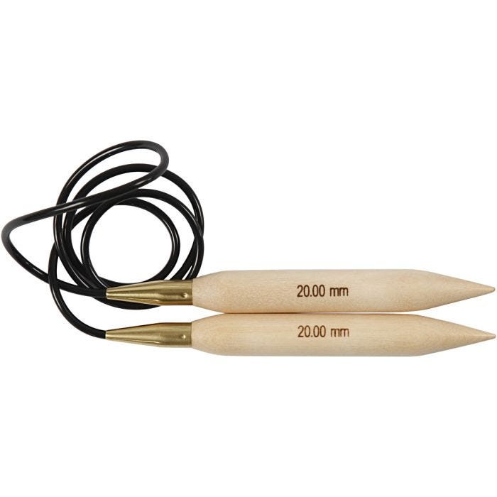 Aiguilles à tricoter circulaires, L : 150 cm, dim. 20 mm, 1 pièce