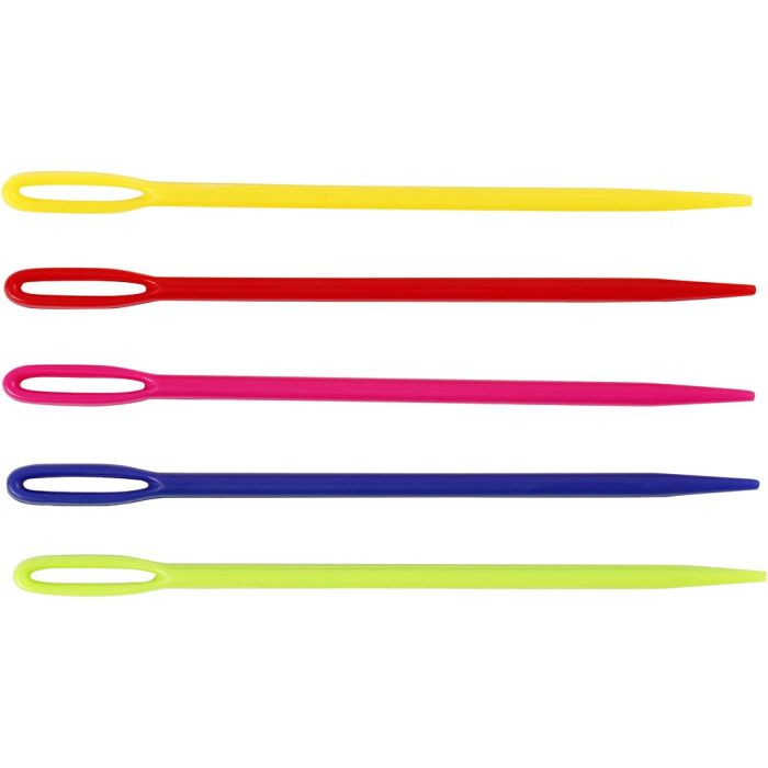 Aiguille à laine, L : 7 cm, ass. de couleurs, 5 pièces/ 1 Pq.