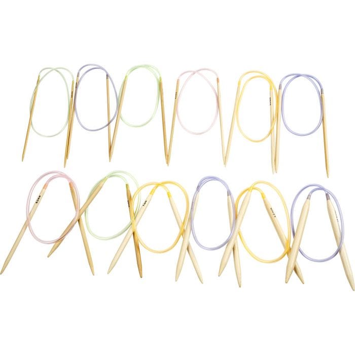 Aiguilles à tricoter circulaires, L : 60-80 cm, dim. 3-10 mm, 12 pièces/ 1 Pq.