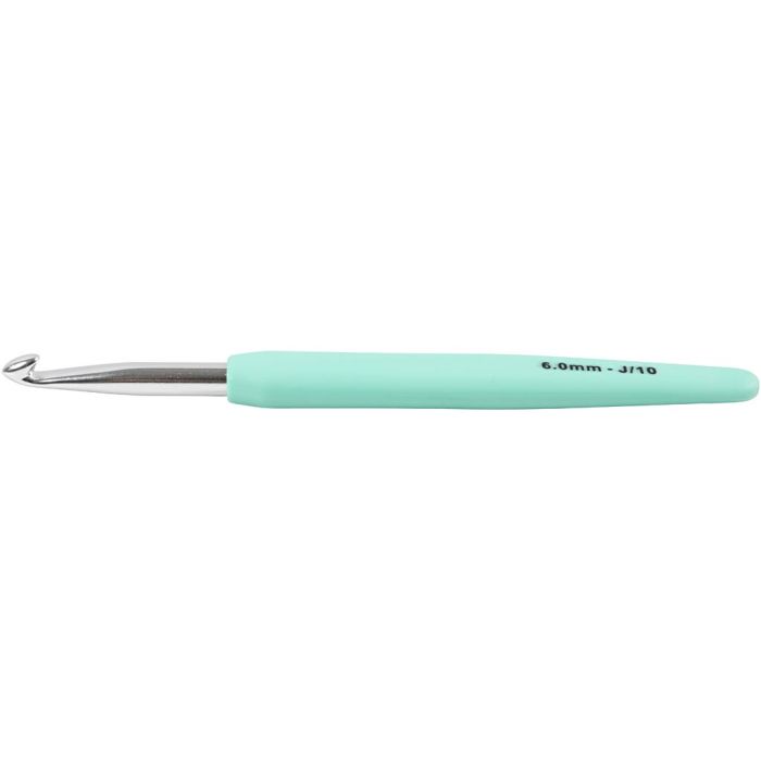 Crochet, dim. 6, L : 13,3 cm, dim. 6 mm, turquoise, 1 pièce