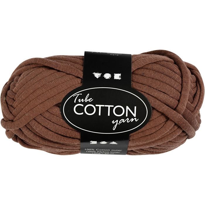 Pelote de fil de coton tubulaire, L : 45 M, brun, 100gr/ 1 boule