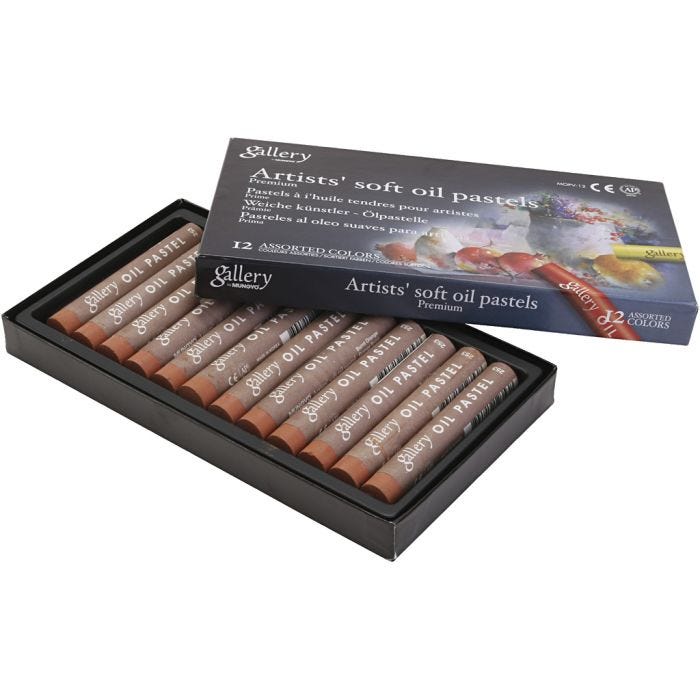 Pastels à l'huile Gallery, L : 7 cm, d 11 mm, ép. 11 mm, orange brulé, 12 pièces/ 1 Pq.